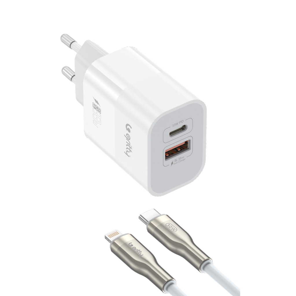 Gritty 33W GaN Hızlı Şarj  USB-C + USB-A